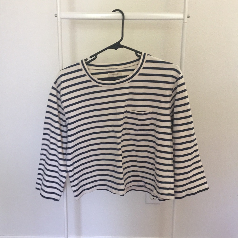 Madewell Striped Crop 3/4 length top size small - Picture 1 of 3